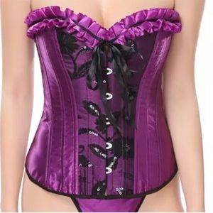 ✨ Host Pick ✨Magenta Lace and hook boned Bustier Corset size 2X